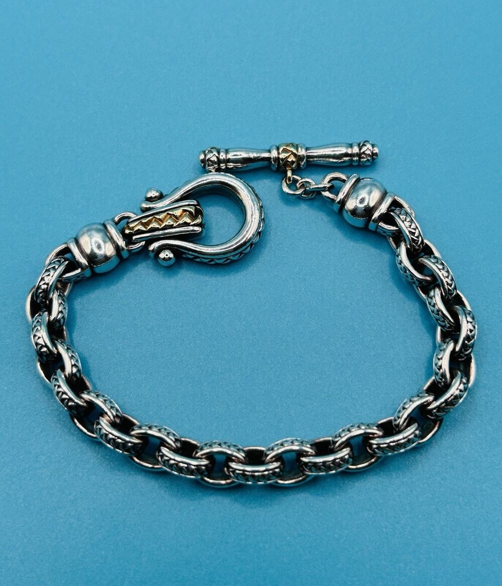 Scott Kay 18K Yellow Gold & Sterling Silver Rolo Toggle Bracelet SK 6.5-6.75"